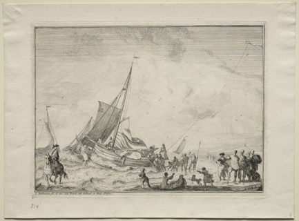 Launching a Ship, 1701. Creator: Ludolf Backhuysen (Dutch, 1631-1708); Ludolf Backhuysen (Dutch, 1631-1708).