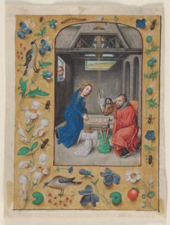 Leaf Excised from a Book of Hours: The Nativity, c. 1480. Creator: Master of the First Prayerbook of Maximillian (Flemish, c. 1444-1519).