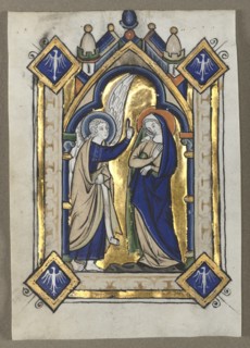 Leaf Excised from a Psalter: The Annunciation, c. 1260. Creator: Unknown.