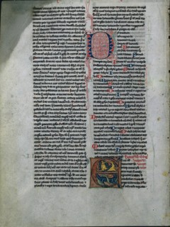 Leaf from a Bible: Initial E: Entwined Lions and Serpents (1 of 2 Excised Leaves), c. 1225-50. Creator: Unknown.