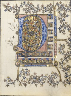 Leaf from a Book of Hours: Initial D, c. 1400. Creator: Unknown.