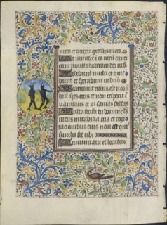 Leaf from a Book of Hours: Two Devils (verso), c. 1460. Creator: Coëtivy Master (French), circle of.