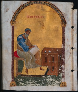 Leaf from a Lectionary with St. Matthew, 1057-1063. Creator: Unknown.