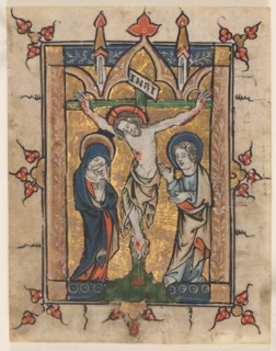 Leaf from a Psalter: The Crucifixion, c. 1300-1330. Creator: Unknown.