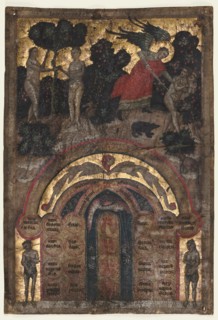 Leaves from a Volume of Johannes Andrea's "Lectura super arboris consanguinitatis?., c. 1331. Creator: Master of the Register of 1328 (Italian).
