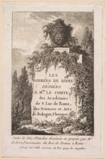 Les Soirées de Rome: Title Page, 1763-1764. Creator: Hubert Robert (French, 1733-1808).