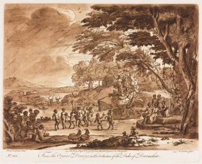 Liber Veritatis: No. 108, Landscape with Satyrs and Nymphs Dancing, 1775. Creator: Richard Earlom (British, 1743-1822); John Boydell.