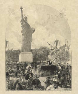 Liberty Enlightening the World, Offered to the City of Paris by the Americans, 1885. Creator: Publiished in Le Monde Illustre, May 30, 1885; Tony Beltrand (French, 1847-1902); Eugène Dété (French), an...