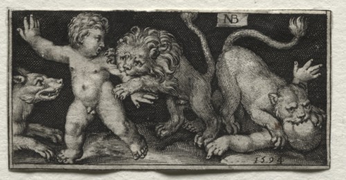 Lions Attacking Children, 1594. Creator: Nicolaes de Bruyn (Netherlandish, 1571-1656); A. van Londerseel.