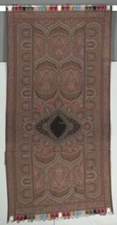 Long Shawl with Botehs, Black Center, and Lobed Arcades, 1855. Creator: Emile Frederic Herbert (French).