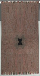 Long Shawl with Large Symmetrical Botehs and Small Black Center, 1855-1862. Creator: Unknown.