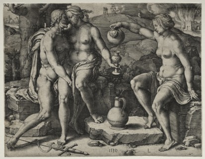 Lot and His Daughters, 1530. Creator: Lucas van Leyden (Dutch, 1494-1533).