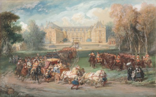 Louis XIV Driving his Coach in the Park of Versailles, 1870. Creator: Eugène Louis Lami (French, 1800-1890).