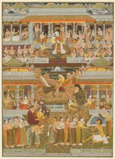 Lovers and beloveds: A composite of scenes from Persian, Urdu, and Sanskrit literature, c. 1735. Creator: Chitarman II (Indian, c. 1680-?. 1750).