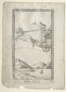 Luna (from the Tarocchi, series A: Firmaments of the Universe, #41), before 1467. Creator: Master of the E-Series Tarocchi (Italian, 15th century).
