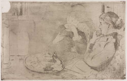 Lydia and her Mother at Tea, c. 1880. Creator: Mary Cassatt (American, 1844-1926).