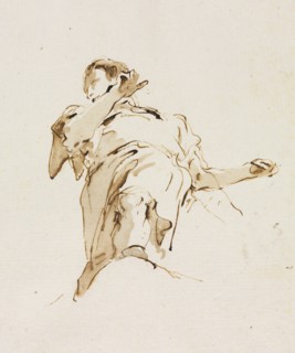 Male(?) Figure Seen from Below, c. 1740s. Creator: Giovanni Battista Tiepolo (Italian, 1696-1770).