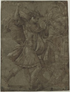 Man in Armor beside a Chariot, c. 1550. Creator: Francesco Salviati (Italian, 1510-1563), assistant of.