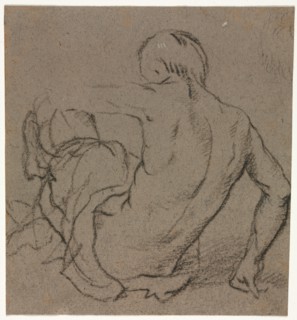 Man Seated on the Ground, Seen from Behind (recto), 1500s. Creator: Unknown.