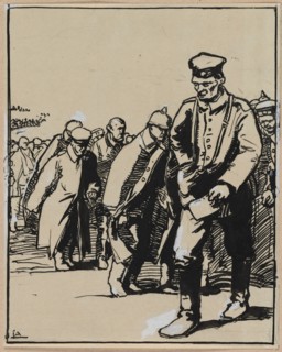 Marche dun groupe de prisonniers allemands, 1914. Creator: Auguste Louis Lepère (French, 1849-1918).