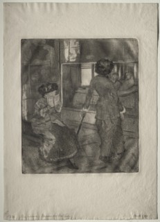 Mary Cassatt at the Louvre: The Etruscan Gallery, 1879-1880. Creator: Edgar Degas (French, 1834-1917).