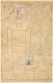 Master and Disciple in a Garden Pavillion; Single Page Illustration, c. 1570-1590s. Creator: Unknown.