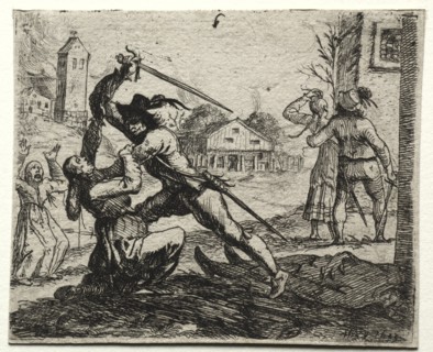 Military Subjects: Two Soldiers Pursuing Women in a Village. Creator: Hans Ulrich Franckh (German, 1603-1680).