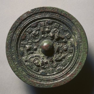 Mirror with Deities and Animals Surrounded by Rings of Squares..., early 2nd Century - early 3rd Cen Creator: Unknown.