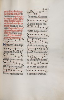 Missale: Fol. 153: Music for "Exultet", 1469. Creator: Bartolommeo Caporali (Italian, c. 1420-1503).