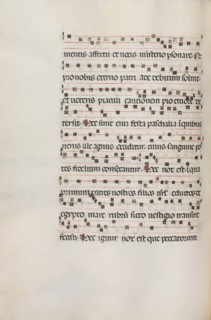 Missale: Fol. 154v: Music for "Exultet", 1469. Creator: Bartolommeo Caporali (Italian, c. 1420-1503).