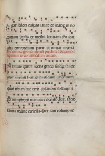 Missale: Fol. 156: Music for "Exultet", 1469. Creator: Bartolommeo Caporali (Italian, c. 1420-1503).