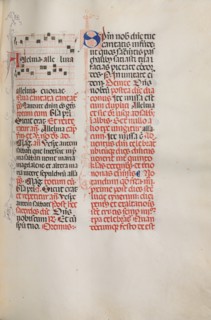 Missale: Fol. 173: Music for "Alleluia" etc. at beginning of Easter, 1469. Creator: Bartolommeo Caporali (Italian, c. 1420-1503).