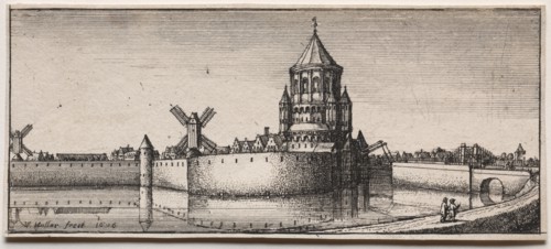 Moated Town Gate, 1676. Creator: Wenceslaus Hollar (Bohemian, 1607-1677).