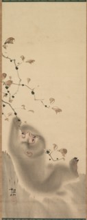 Monkey Hanging on to a Branch, 1780. Creator: Mori Sosen (Japanese, 1747-1821).