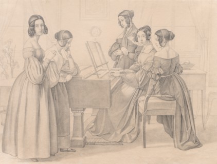 Musicale at the Prellers, 1838. Creator: Friedrich Preller (German, 1804-1878).