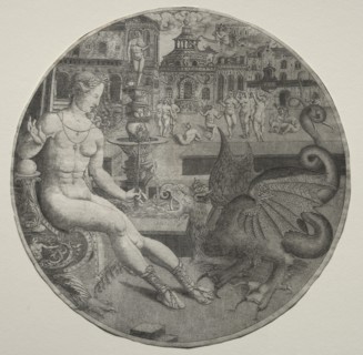Naked Woman and a Dragon, 1523. Creator: Allaert Claesz (Netherlandish, fl. 1508-1534).