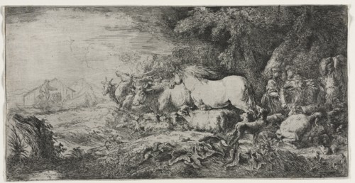 Noah and the Animals Entering the Ark, 1650-1655. Creator: Giovanni Benedetto Castiglione (Italian, 1609-1664).