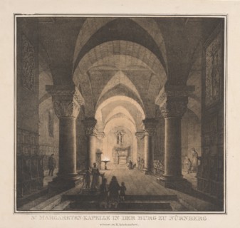 Notable Buildings of the Middle Ages in Germany: St. Margaret's Chapel in the Imperial..., 1819. Creator: Domenico Quaglio (German, 1787-1837).