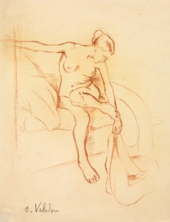 Nude Woman Seated on a Bed, first third 20th century. Creator: Suzanne Valadon (French, 1865-1938).