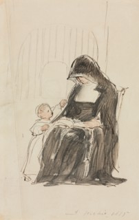 Nun Reading to a Child, 1835. Creator: David Wilkie (British, 1785-1841).