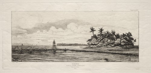 Oceania: Fishing near Islands with Palms in the Uea or Wallis Group, 1845, 1863. Creator: Charles Meryon (French, 1821-1868).