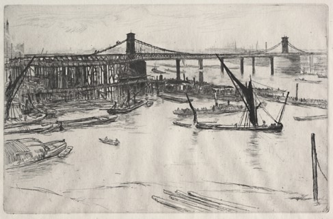Old Hungerford Bridge. Creator: James McNeill Whistler (American, 1834-1903).