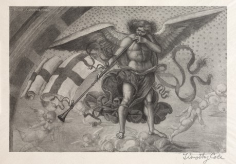 Old Italian Masters: Angel Sounding a Trumpet, 1888-1892. Creator: Timothy Cole (American, 1852-1931).
