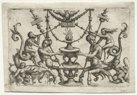 Ornament with Siren and Triton. Creator: Daniel I Hopfer (German, c. 1470-1536).