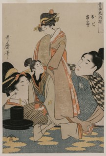 Oshichi and Kichisaburo (from the series Music on the Theme of Constancy in Love), c. 1800. Creator: Kitagawa Utamaro (Japanese, 1753?-1806).