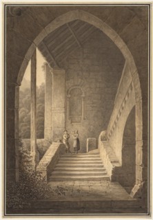 Outer Staircase of a Gothic Ruin (Treppenaufgang einer gotischen Ruine), 1830. Creator: Domenico Quaglio (German, 1787-1837).