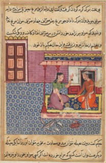 Page from Tales of a Parrot (Tuti-nama): Fifty-second night: The pious man?s wife..., c. 1560. Creator: Unknown.