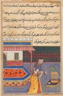 Page from Tales of a Parrot (Tuti-nama): Forty-first night: The parrot addresses Khujasta..., c. 156 Creator: Unknown.