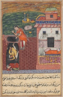 Page from Tales of a Parrot (Tuti-nama): Fourth night: The two cooks..., c. 1560. Creator: Unknown.