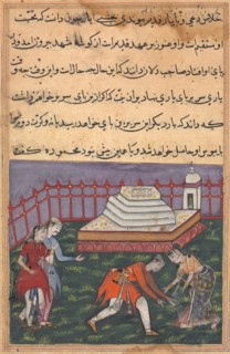 Page from Tales of a Parrot (Tuti-nama): Thirty-third night: Hearing her declaration of love?, c. 15 Creator: Unknown.